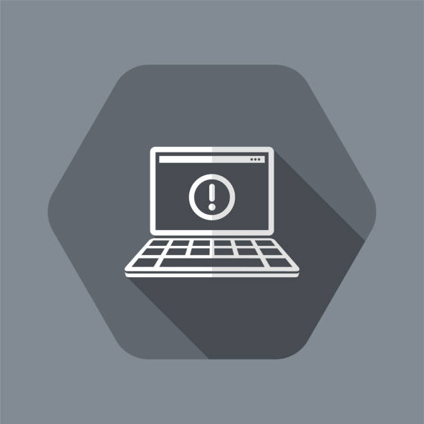 Computer alert - Flat minimal icon Flat and isolated vector illustration icon with minimal modern design and long shadow connection interrupted stock illustrations