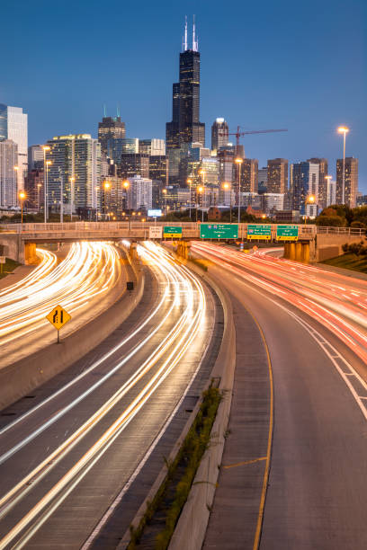 istock Chicago Illinois downtown city skyline view over the freeway 1150762231