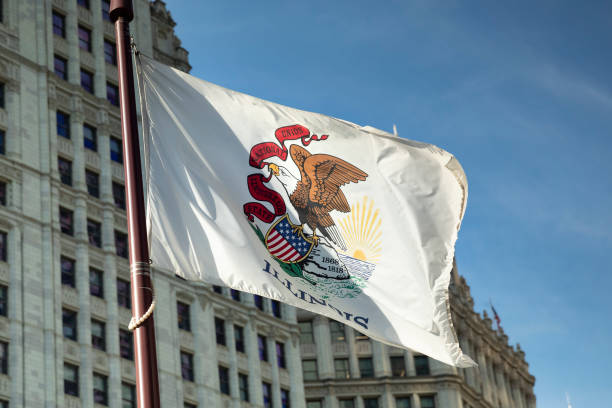 istock Illinois state flag blows in the wind 1150762754