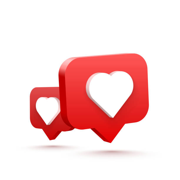 ilustrações de stock, clip art, desenhos animados e ícones de 3d heart like social network. white background. vector illustration - like sign