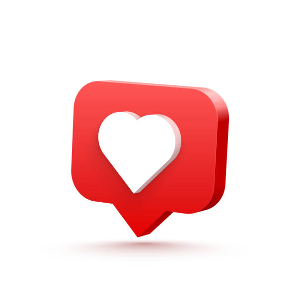 illustrazioni stock, clip art, cartoni animati e icone di tendenza di cuore 3d come il social network. sfondo bianco. illustrazione vettoriale - icona mi piace