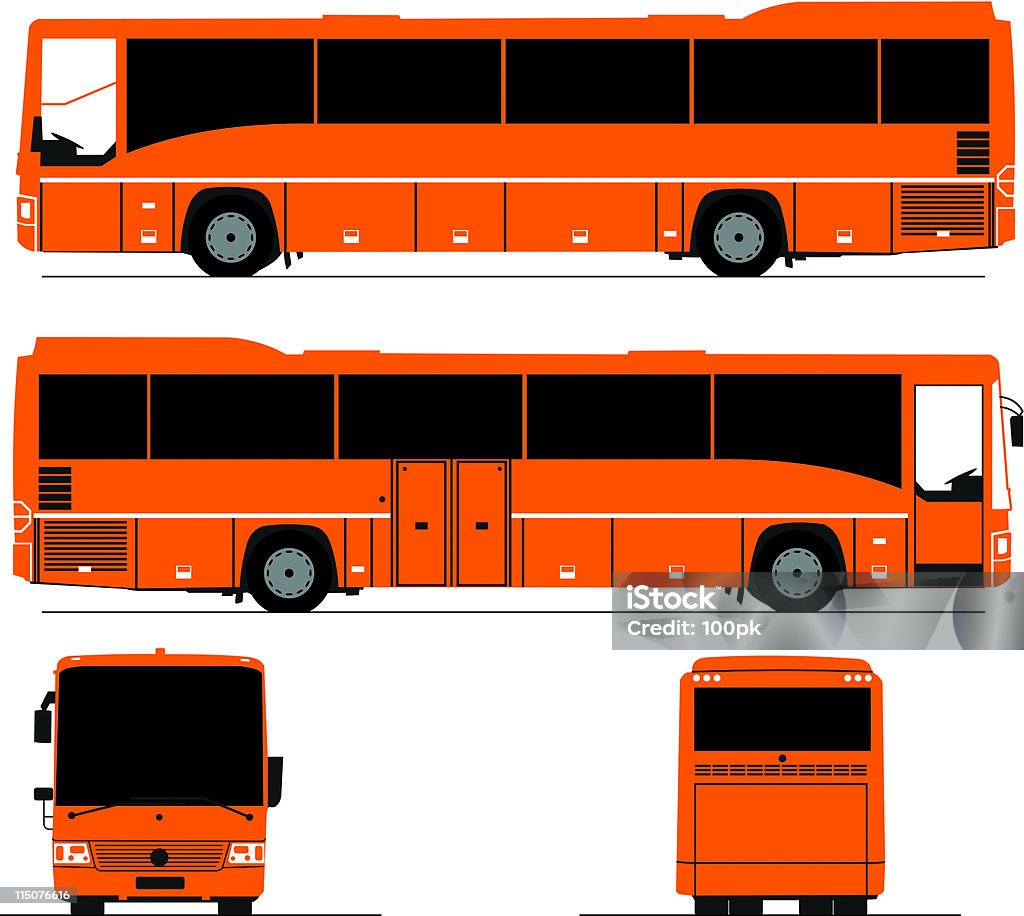 Autobus turystyczny rysowania linii ze wszystkich czterech boków - Grafika wektorowa royalty-free (Autobus)