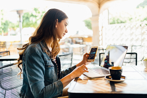 Millennials woman working in coffeeshop