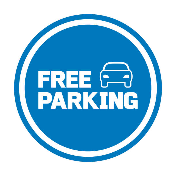 Free parking sign with car icon Free parking sign with car icon. Vector illustration free of charge stock illustrations