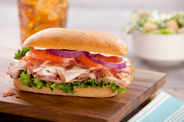 club sandwich - sandwich club sandwich ham turkey imagens e fotografias de stock