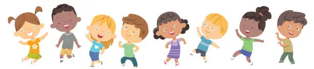 Vector illustration of children dancing