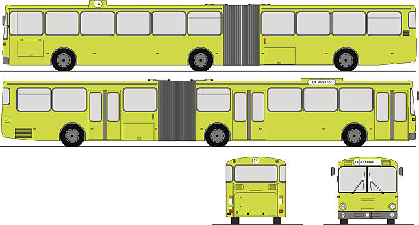 все 4 бокам сечение городской автобус - sectioned stock illustrations