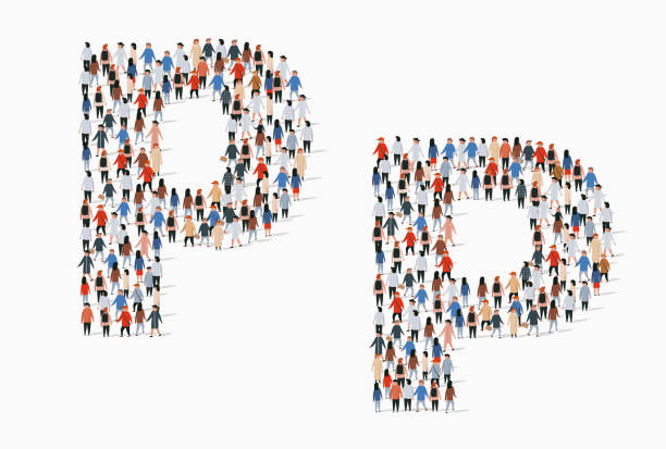 istock Large group of people in letter P form 1150778261