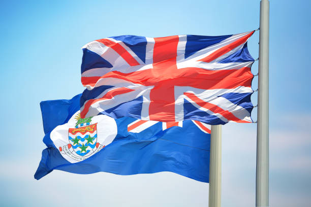 istock Flags of the Cayman Islands and UK 1150778596