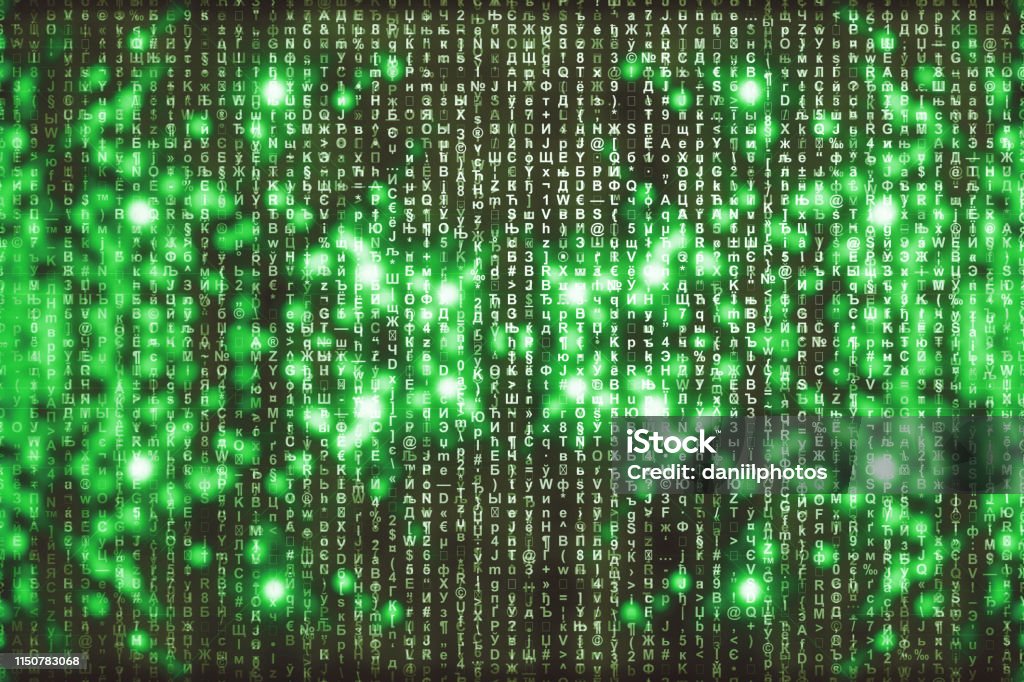Matrix Virtualization Style Green Matrix Digital Background Abstract Cyberspace Concept Characters ...