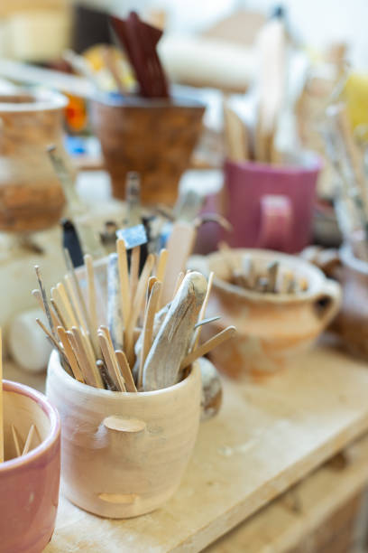 istock Tools and pottery materials being organized in deep bowls 1150786353