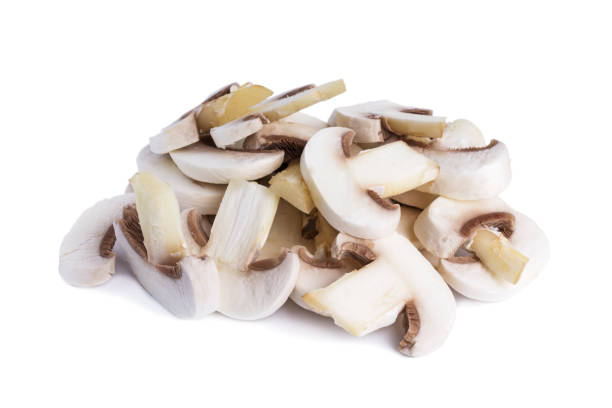 istock Hill of peeled and sliced white champignons 1150786446