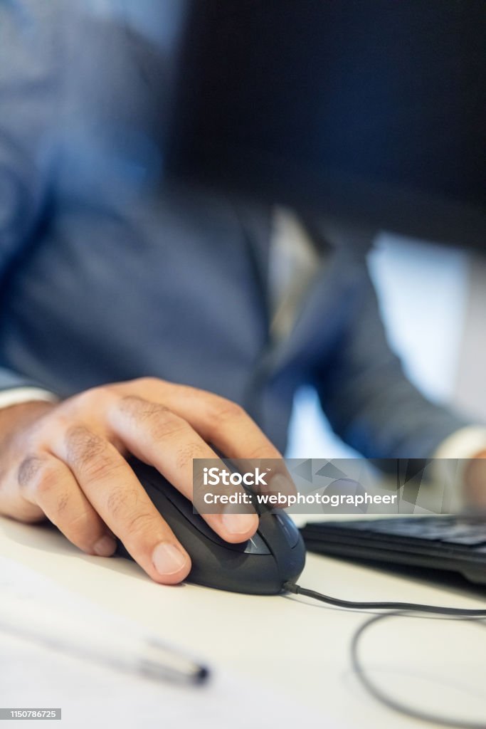 Someone Using Computer Mouse Businessman Using Computer Mouse Stock Photo - Download Image Now ...