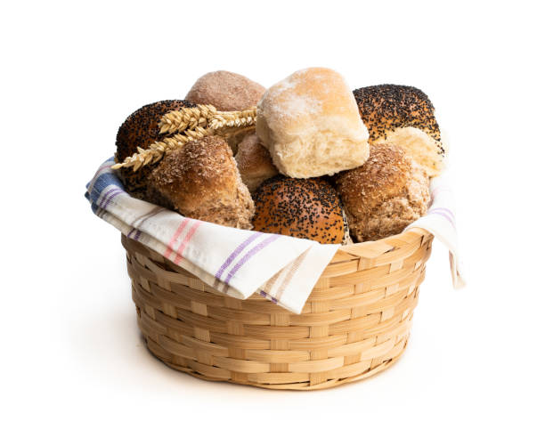istock Group mini buns in wicker basket isolated on a white 1150788036