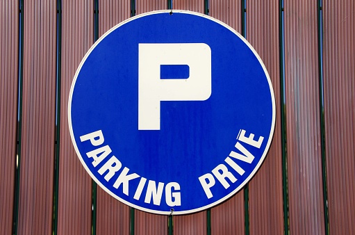 Parking sign in a small village near the city of Paris in France, Europe