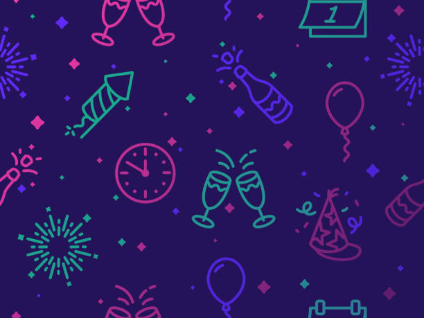 ilustrações, clipart, desenhos animados e ícones de teste padrão sem emenda do fundo da celebração dos anos novos - glitter purple backgrounds shiny