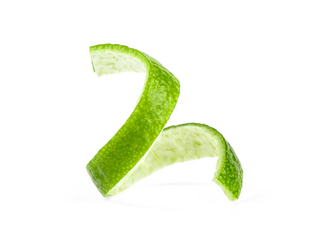 istock Lime skin isolated on a white background. Green lemon twist. 1150792143