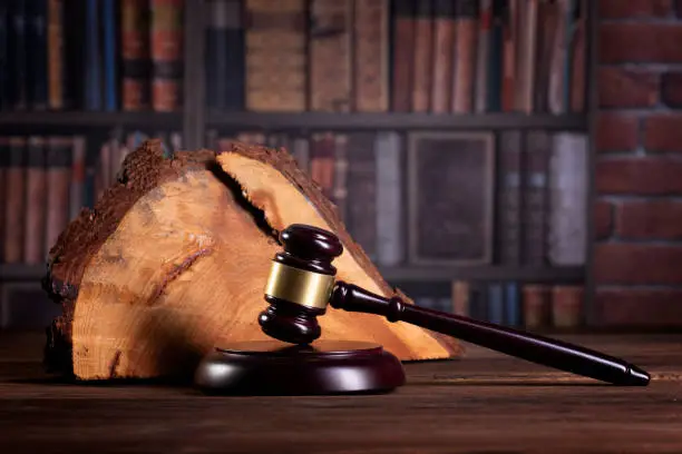 law office, lawbooks and wooden judge's gavel Law concept