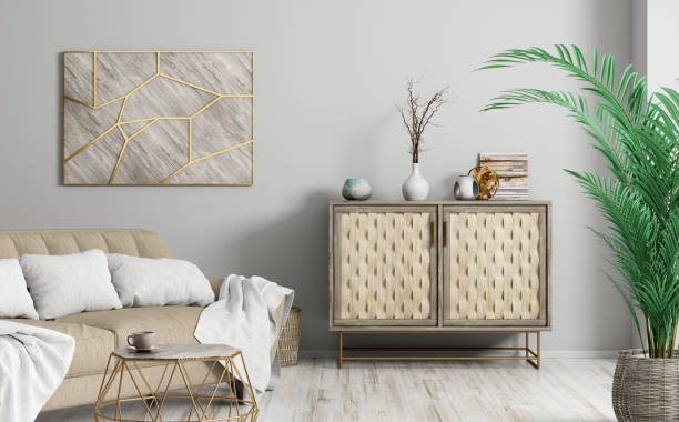 istock Interior of modern living room 3d rendering 1150794662