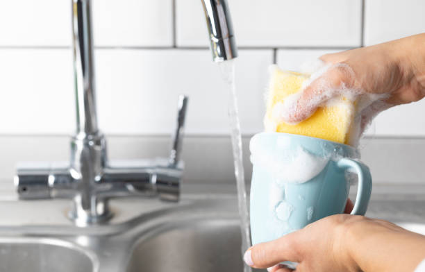 washing dishes - dishwashing detergent imagens e fotografias de stock