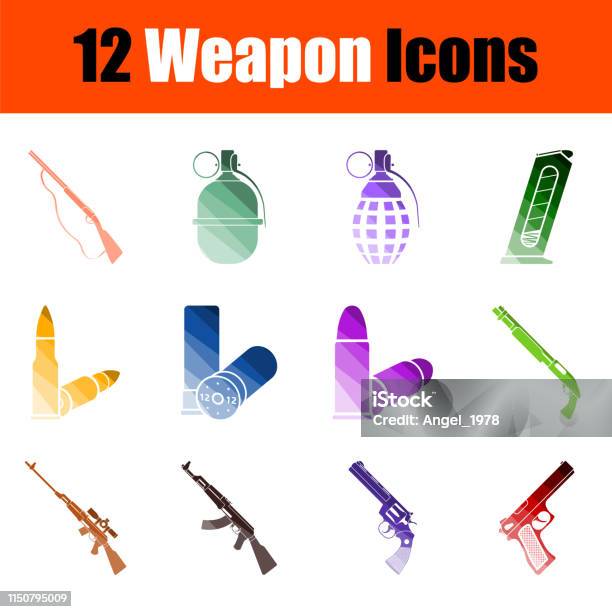 Weapon Icon Set Stock Illustration - Download Image Now - Gun Shop, Logo, Cut Out