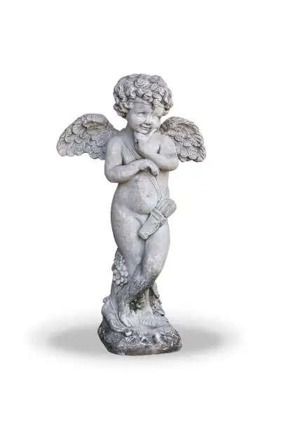Photo of Cupids statue,isolated on white background with clipping path.