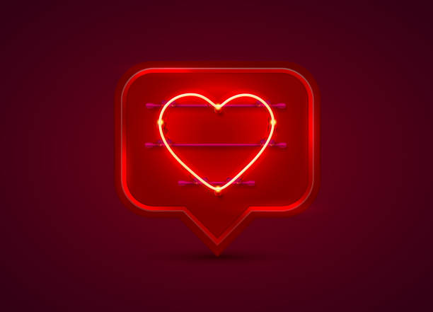неоновый знак чата кадра в форме сердца. - isolated on red red lamp fuel and power generation stock illustrations