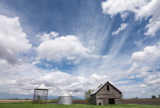 Farm building/barn on a sunny spring day in rural north central illinois.
