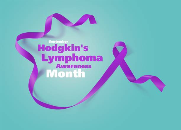 istock Hodgkin's Lymphoma Awareness Calligraphy Poster Design. Realistic Violet Ribbon. September is Cancer Awareness Month. Vector 1150797653