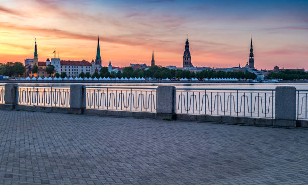 Morning view on historical district of Riga, Latvia