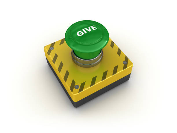 pulsante give - rendering 3d - push button off foto e immagini stock