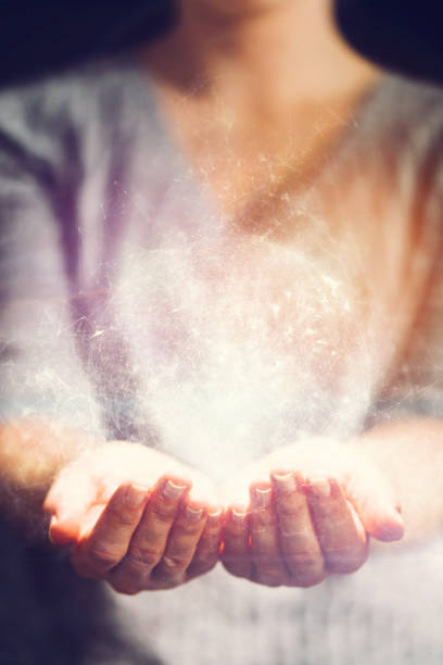 istock Hologram mesh ball in woman's hands. 1150800573