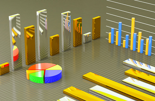 Financial Data Graph ( 3d render )