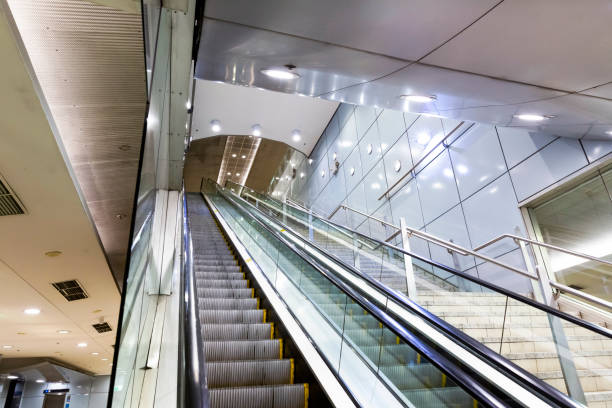 istock Modern escalator and staircase, background with copy space 1150803727