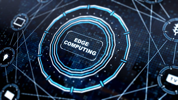 Edge computing digital background technology and innovation concept computer equipment stock pictures, royalty-free photos & images