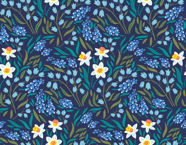 벡터 패턴 - blossom florescence flower wallpaper pattern stock illustrations