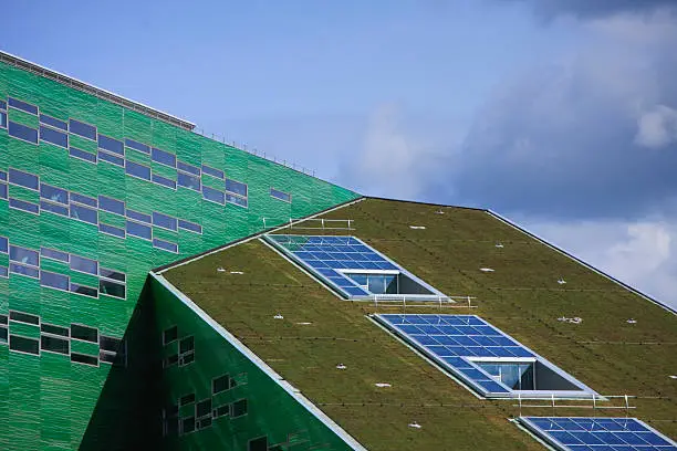 Environmental roofing on new building on campus of the University of Groningen