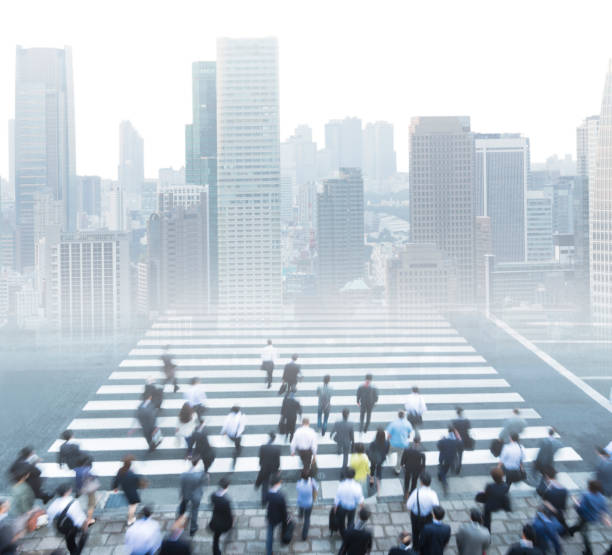 istock Digital Composite Image Of City Commuters And Office Buildings 1150805149