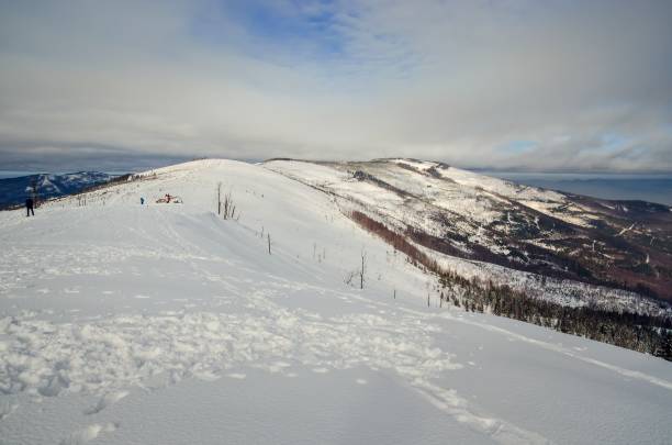 istock Beautiful winter snow-white mountain landscape. 1150806399