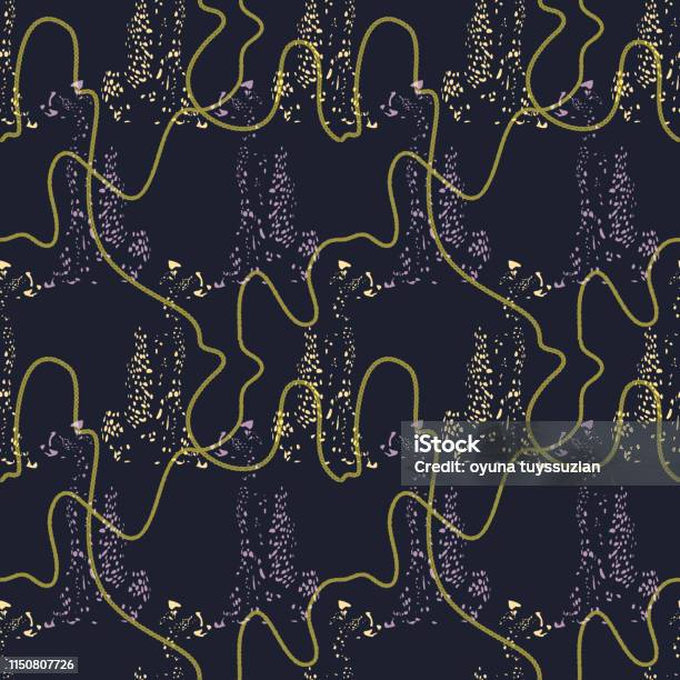 Seamless Pattern With Continuous Curved Chains Vector Illustration ...
