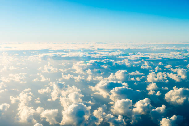 istock Beautiful airview with blue sky, white clouds and sunrays 1150809689