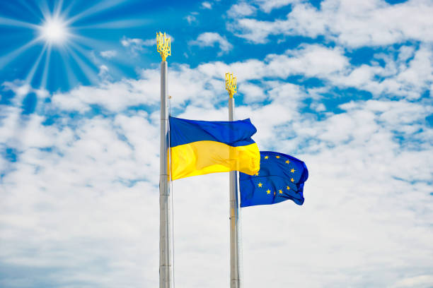 istock Flags of Europe and Ukraine 1150809815