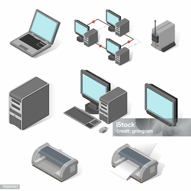 Isometric Ikony Multimedialne - Stockowe grafiki wektorowe i więcej obrazów Ergonomia - Ergonomia, Myszka do komputera, Procesor