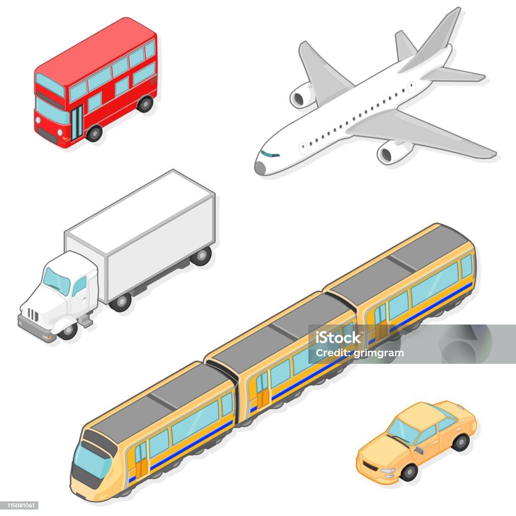 Isometric transportu ikony - Grafika wektorowa royalty-free (Pociąg)
