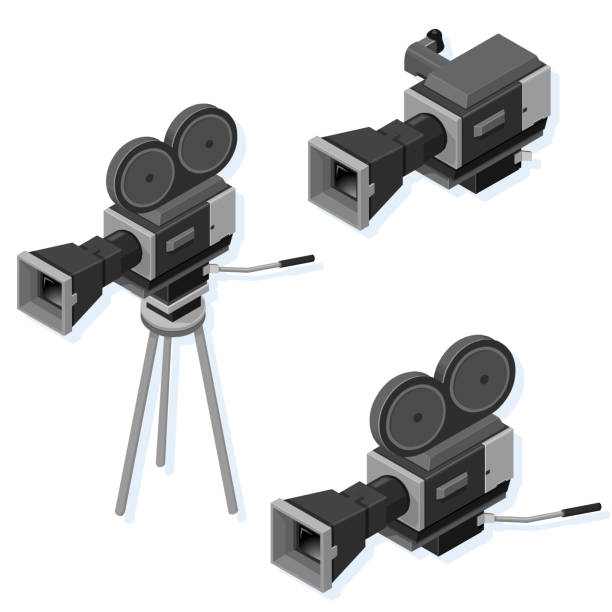 isometric-kameras - television camera tripod media equipment videography stock-grafiken, -clipart, -cartoons und -symbole