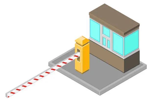 Vector illustration of Picture of security barrier and cabin