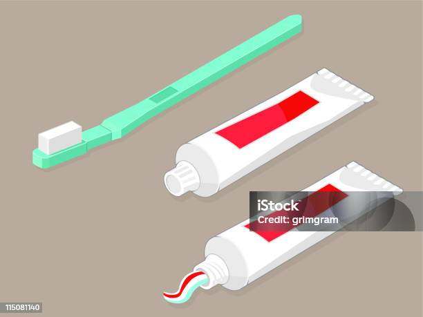 Isometrica Spazzolino Dentifricio - Immagini vettoriali stock e altre immagini di Dentifricio - Dentifricio, Illustrazione, Lavarsi i denti