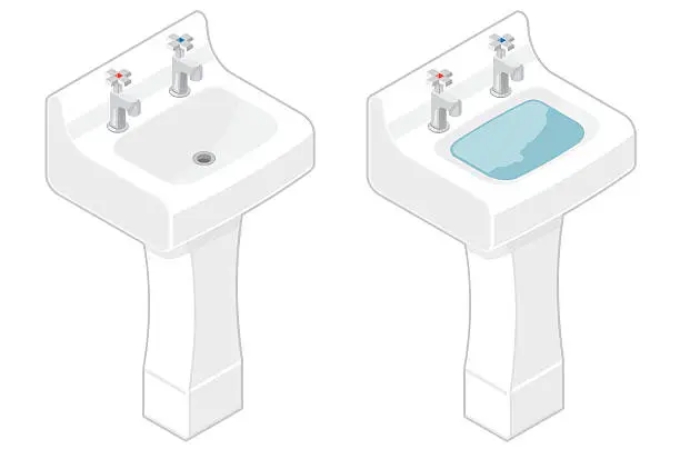 Vector illustration of White Isometric Sink