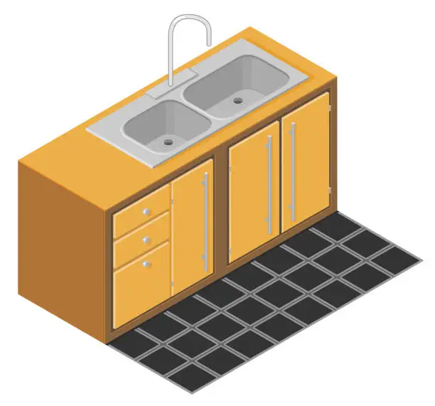 Vector illustration of Kitchen Sink and faucet