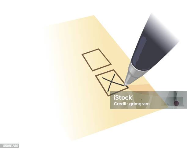 Vetores de Voto Com Caixa De Seleção E X e mais imagens de Caixa de verificação - Caixa de verificação, Caneta, Caneta Esferográfica